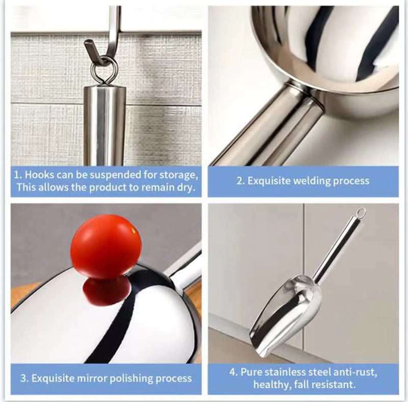 Kenbutsu Ice Scoop 12oz, 11 Inch Medium Stainless Steel Metal Food Scoops for Kitchen Party Bar Wedding, Durable & Heavy Duty, Dishwasher Safe. - Image 2